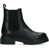 Manfield Korte zwarte leren chelsea boots | Maat 37
