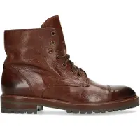 Manfield Cognac leren veterboots | Maat 41
