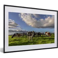 PosterMonkey Fotolijst incl. Poster - Koeien - Licht - Gras - 60x40 cm - Posterlijst