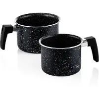 WESTINGHOUSE Melkpan Set - Ø 12 & 14 cm - PFAS vrije Melkkan - Antiaanbaklaag - Vaatwasserbestendig - Steelpan - Zwart