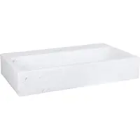 Differnz Flat Fontein 38x24x8cm 1 kraangat recht mat Rechthoek Marmer Wit 38.005.40