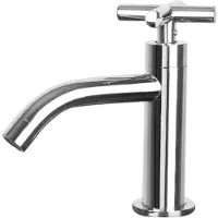 Differnz Wastafelkraan Gebogen met Kruisgreep – Kraan Koud Water – Toiletkraan – Chroom