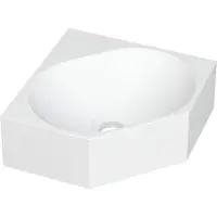 Ink Matrix Hoekfontein 27x27cm Polystone - Zonder Kraangat - Mat Wit - 8718835126841 - Vijfhoekig - Wastafels, Fonteinen, Hoekfonteinen