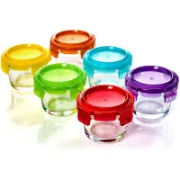 Klarstein Babypotjes set van 6 kleurrijke deksels luchtdichte sluiting smaakneutraal