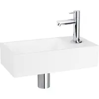 Differnz Solid fonteinset – 36x18.5x9 cm – solid surface wit – rechte chromen kraan 38.402.32