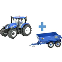 New Holland T6.175 met NC trailer van Britains - schaal 1:32