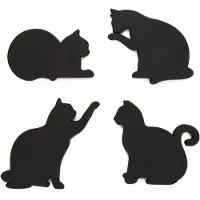 Balvi onderzetters Cat set van 4 - Zwart / 0,5 x 18 x 12 cm / Siliconen rubber