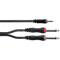 Cordial 14865 Jackplug / Cinch Audio Y-adapter [1x Jackplug male 3,5 mm - 2x Jackplug male 6,3 mm (mono)] 5 m Zwart PVC-mantel, Tweelingkabel