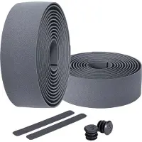 Bbb Cycling Stuurlint Racefiets - Zelfklevend Stuurtape met Stretch Materiaal - Antislip - Lengte: 200cm - Dikte: 2mm - Inclusief Stuurdoppen - Grijs - RaceRibbon BHT-01