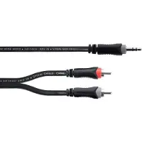 Cordial 14857 Jackplug / Cinch Audio Y-adapter [1x Jackplug male 3,5 mm - 2x Cinch-stekker] 5 m Zwart PVC-mantel, Tweelingkabel