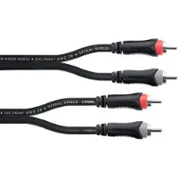 Cordial 14838 Jackplug / Cinch Audio Aansluitkabel [2x Cinch-stekker - 2x Cinch-stekker] 6 m Zwart PVC-mantel, Tweelingkabel