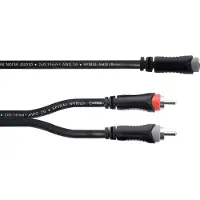 Cordial 14889 Jackplug / Cinch Audio Y-adapter [1x Jackplug female 3,5 mm - 2x Cinch-stekker] 0.30 m Zwart PVC-mantel, Tweelingkabel
