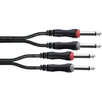 Cordial 14845 Jackplug Audio Aansluitkabel [2x Jackplug male 6,3 mm (mono) - 2x Jackplug male 6,3 mm (mono)] 3 m Zwart PVC-mantel, Tweelingkabel