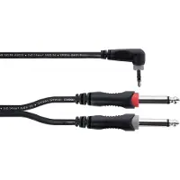 Cordial 14869 Jackplug Audio Y-adapter [1x Jackplug male 3,5 mm - 2x Jackplug male 6,3 mm (mono)] 5 m Zwart PVC-mantel, Tweelingkabel