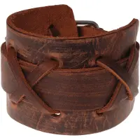 LGT JWLS Bruine Vintage Cross leren armband