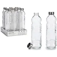 Vivalto Glazen waterfles AQUABOOGIE - drinkfles - sportfles - helder transparant - met RVS dop - 1100 ml