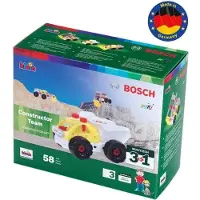 Klein Toys Bosch 3in1 Bouwpakket bouwteam - 57 onderdelen - incl. blauwdrukken voor 3 bouwvoertuigen, momentsleutel en schroevendraaier - geel rood