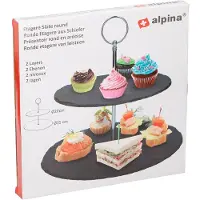 Alpina Leistenen etagère - 2 laags - Ø 20 en 25cm - presenteerschaal