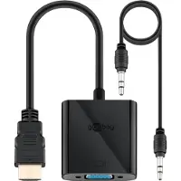 Goobay HDMI / VGA Adapter [1x HDMI-stekker - 1x VGA-bus, Jackplug female 3.5 mm] Zwart