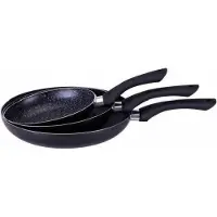 Cheffinger 3-delige koekepannenset - Gesmeed Aluminium - Marmeren coating - Zwart