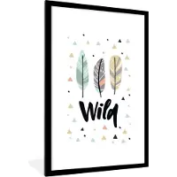 PosterMonkey Fotolijst incl. Poster - Quotes - Wild - Veren - Kinderen - 60x90 cm - Posterlijst