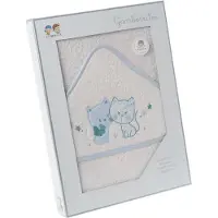 Gamberritos badcape Katjes 100 x 100 cm katoen wit/blauw