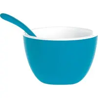 Zak!Designs Twotone Kom - Incl. Lepeltje - Melamine - Ø 7,5 cm - Aqua Blauw/Wit