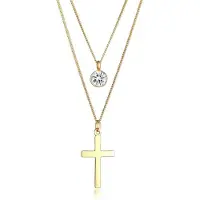Elli - Halsketting - Dames Laag Kruis Hanger Trend Blogger met Glaskristallen in 925 Sterling Zilver - Dames