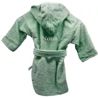 Funnies Badjas uni line 0-12mnd - stone green - met GRATIS geborduurde naam