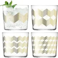 LSA International Chevron Tumbler Glas 310 ml Set van 4 Stuks - Goud / Glas