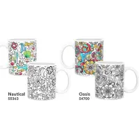 DCI 2 set of Color Joy Mug to Color : Nautical & Oasis| Stonware | Handwash after decorating