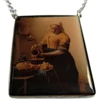 Zeeuws Meisje Dubbelzijdige zeer grote hanger johannes vermeer met melkmeisje en andere zijde meisje parel