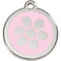 Red Dingo Flower Pink roestvrijstalen hondenpenning large/groot dia. 3,8 cm