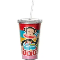 Paul frank Drinkbeker - Incl rietje - 500 ml - B-Day - Roze