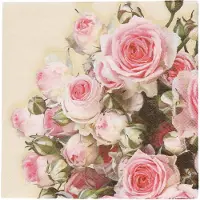 Ambiente Servetten - geel met rozen/bloemen - 60x - 33 x 33 cm - voorjaar servetten - Papieren wegwerpservetten 3-laags