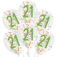 Riethmüller Ballonnen Confetti 21 Jaar 27,5 Cm Latex Wit 6 Stuks