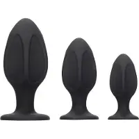 Ouch! - Diamond Shape Butt Plug Set - Zwart
