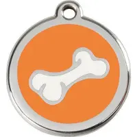 Red Dingo Comic Bone Orange roestvrijstalen hondenpenning large/groot dia. 3,8 cm