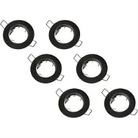 Groenovatie Inbouwspot, Rond, Aluminium, Mat Zwart, 6-pack