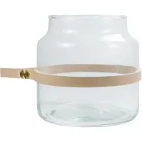 Tak Design Vaas Wrap Me Mini - Incl. Lederen Band - Glas - Ø10 x 11 cm - Bruin