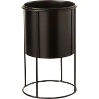 J-Line Bloempot op voet S D11x19cm - Metaal zwart