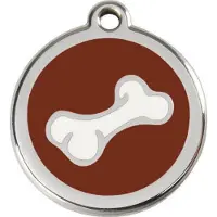 Red Dingo Comic Bone Brown roestvrijstalen hondenpenning large/groot dia. 3,8 cm
