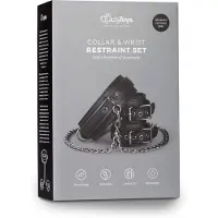 EasyToys - Kunstleren Halsband met Handboeien - Duurzaam - Bondage Set - Handboeien - BDSM Set - BDSM Toys - Rollenspel Erotiek - Erotisch Spel - Sex Toys voor Vrouwen en Mannen - Zwart