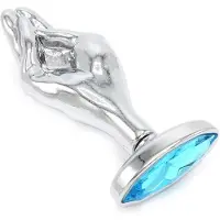Kiotos - Fist Buttplug Aluminium Met Lichtblauwe Siersteen