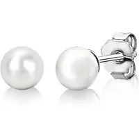 Zinzi zilveren oorknoppen 6mm wit parel ZIO1317