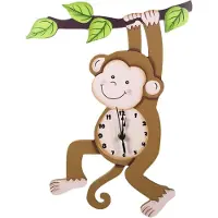 Teamson Kids Wandklok Voor Kinder - Kinderslaapkamer Accessoires - Safari Aap Ontwerp