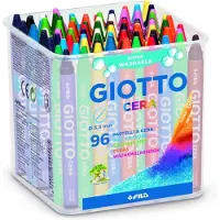 Giotto Cera waskrijt voor kinderen Pot met 96 verschillende kleuren Super wasbaar Ideaal voor thuis en op school
