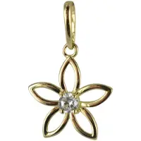 New Bling 9NBSAM-G200231 Gouden Hangertje - Bloem - Zirkonia - 11 mm Doorsnee - 14 Karaat - Bedel - Goud