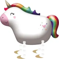 Muovijalelu Walking ballon Unicorn | 81x62cm (wit en regenboog)
