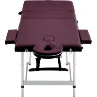 vidaXL Massagetafel inklapbaar 3 zones aluminum wijnpaars